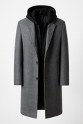 Winter coat front view on model