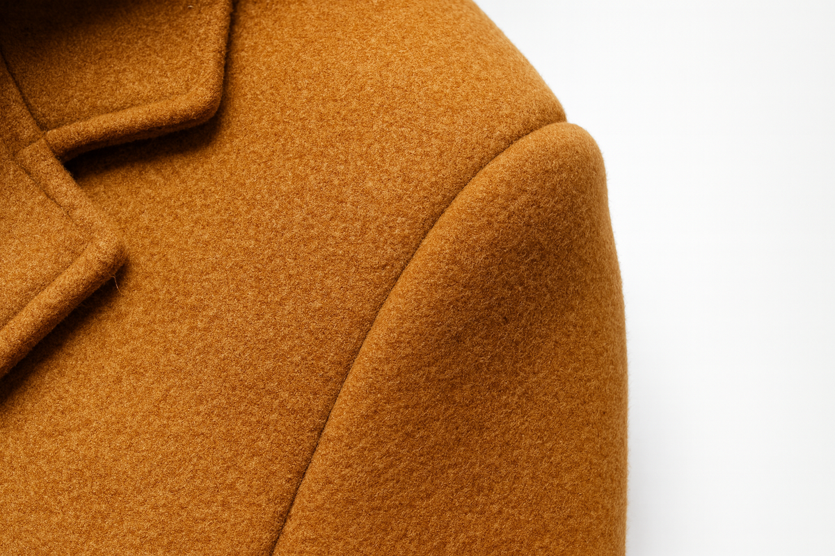 Model wearing winter coat outdoors