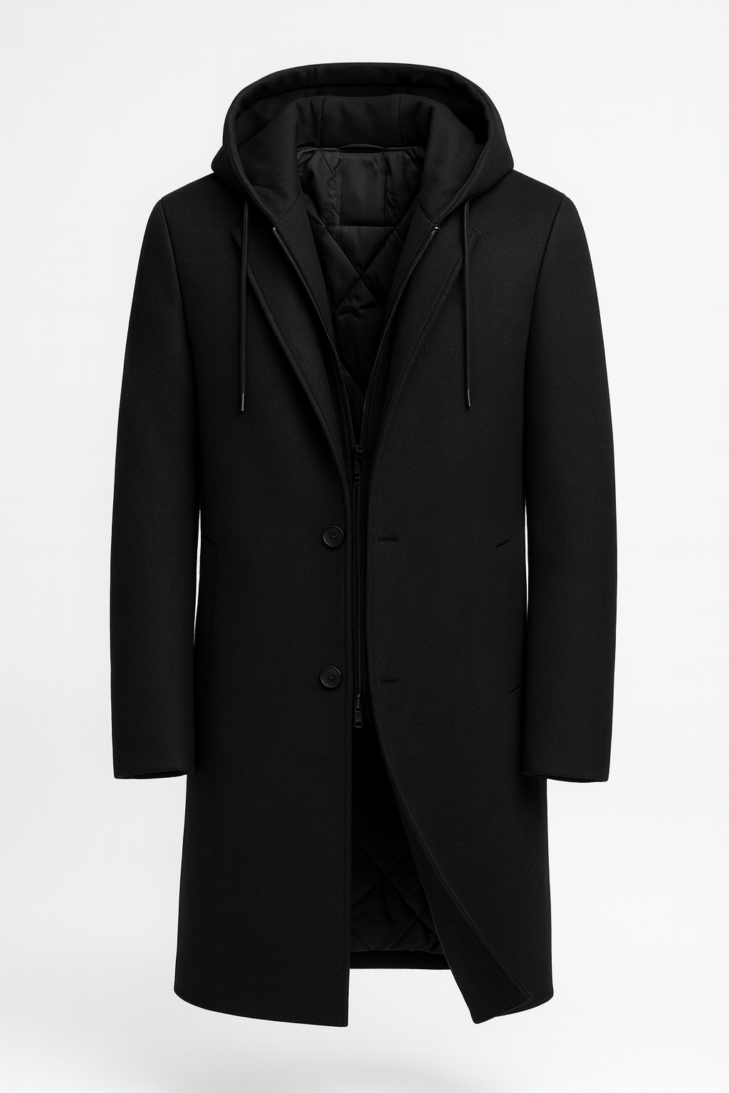 Winter coat with hood attached