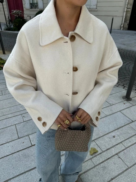 Wool coat in white colour variant