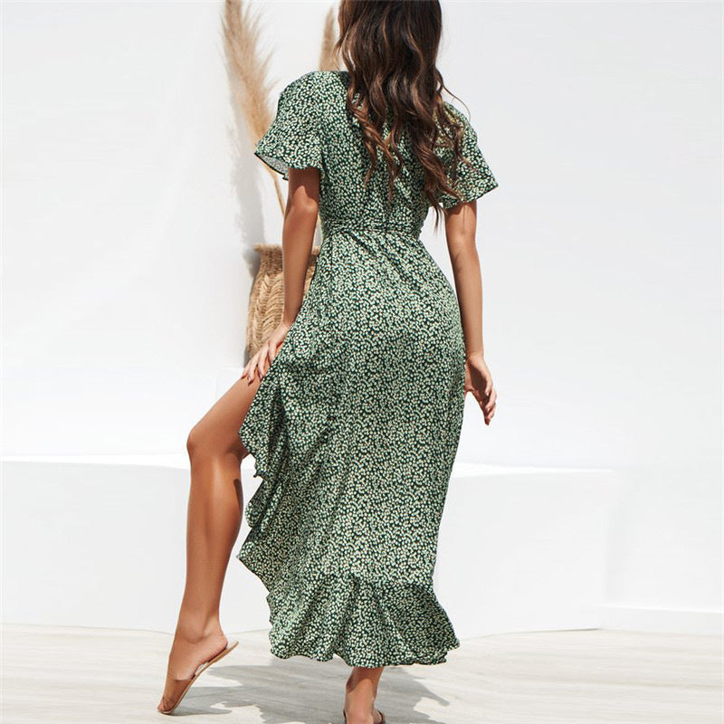 Wrap maxi dress with front split